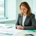 Birte Broggi bei einer Analyse von Hafenabläufen an einem hellen Arbeitstisch